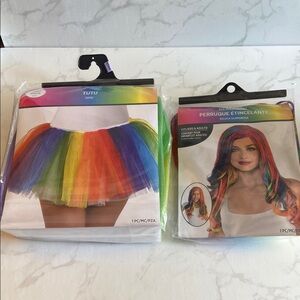 Fun New Colorful Rainbow Tutu & Wig Set Party Festive Festival Pride Adult Size